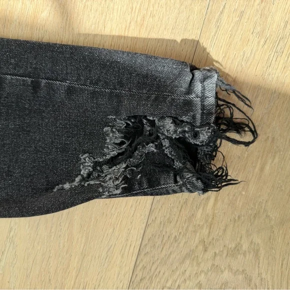 AGOLDE High-Rise Skinny Jeans – Black Raw Hem (Size 27) - Picture 8 of 11